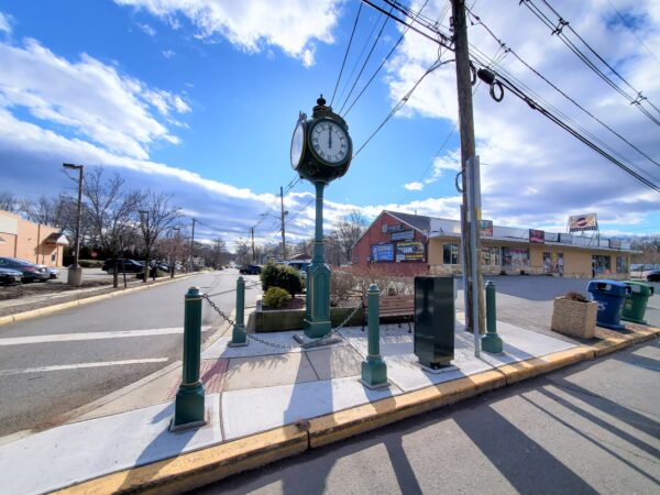 Photo of Post Clock with protective bollards Woodbridge Township, NJ